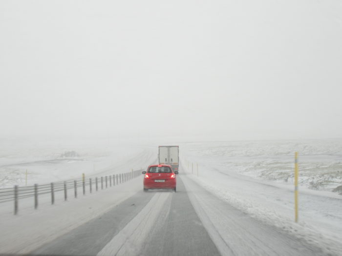 Snowy roads in Iceland