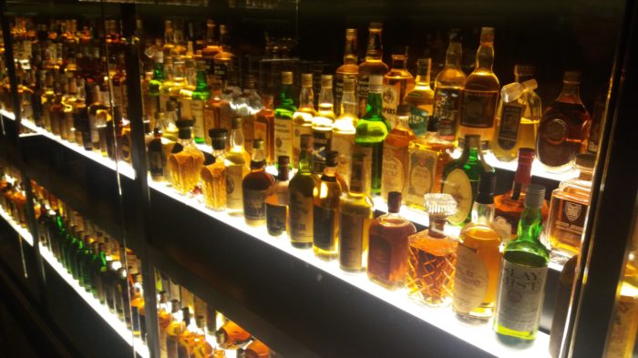whiskies on display at The Scotch Whisky Experience