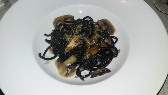 Delicious cuttlefish pasta at Casa Monica