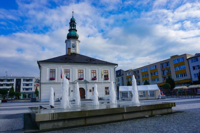 The charming main square in Jesenik