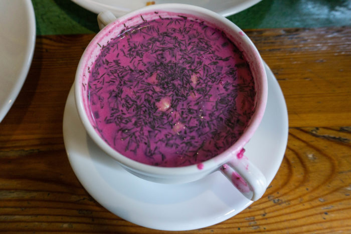 Cold beet soup in Riga