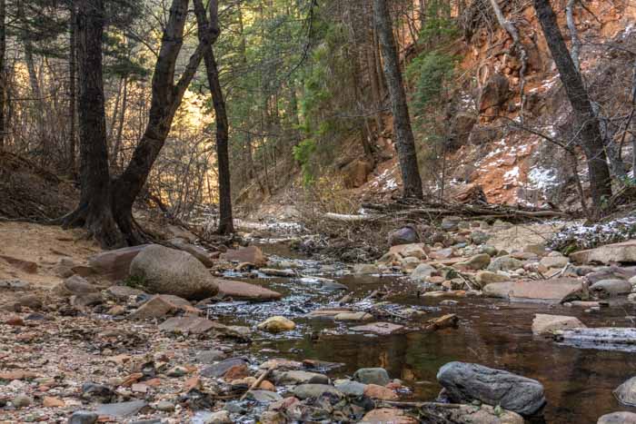 Icy river crossing on the West Fork Trail