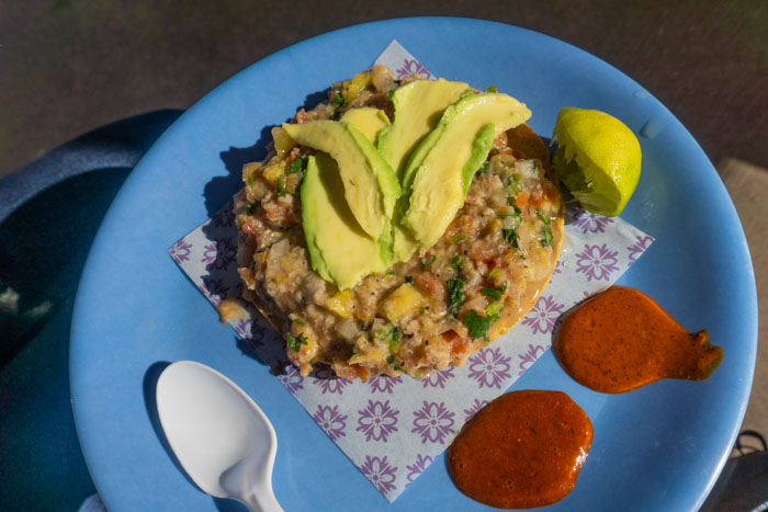 Ceviche Tostada from La Guerrerense in Ensenada