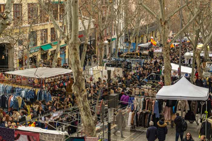 El Rastro flea market in Madrid