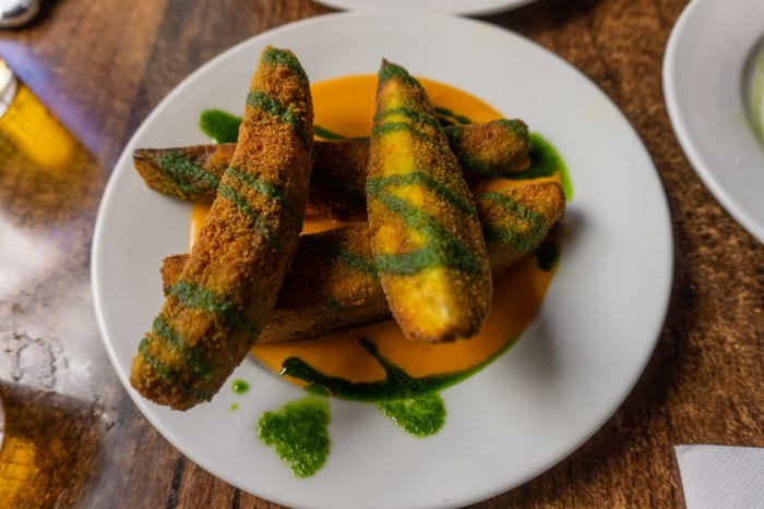 Fried eggplant with salmorejo from Las Banderillas in Jerez, Spain