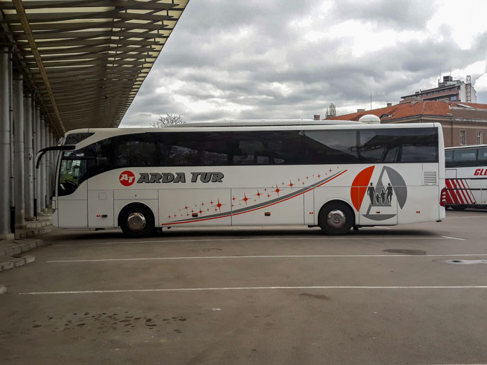Bus at a station in Bulgaria