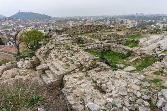 The ruined fortress and the view of Plovdiv from Nebet Tepe