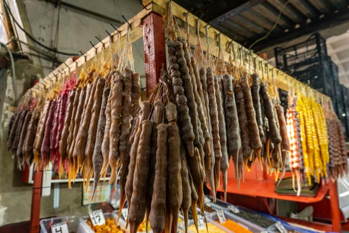 Colourful churchkhela for sale at the Green Bazaar in Kutaisi