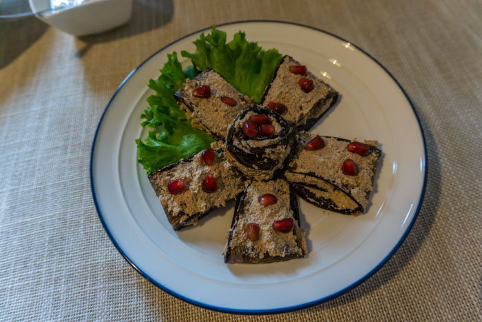 Eggplant with walnut paste from Palaty