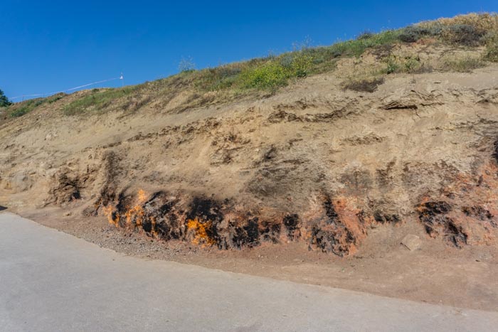 burning mountain outside of Baku
