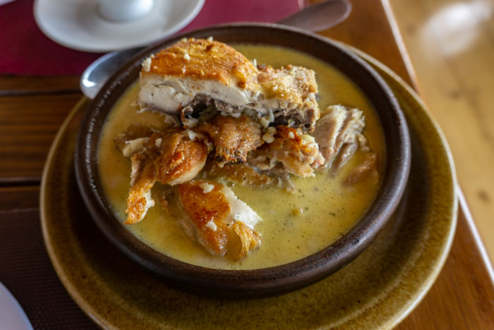 Delicious shkmeruli in Sighnaghi