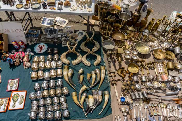 various items for sale at tbilisi's Dry bridge market