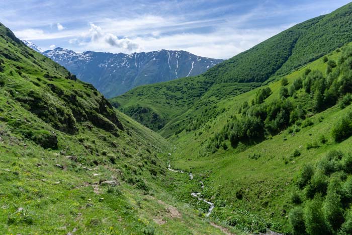 Spectacular views of the valley in Kazbegi