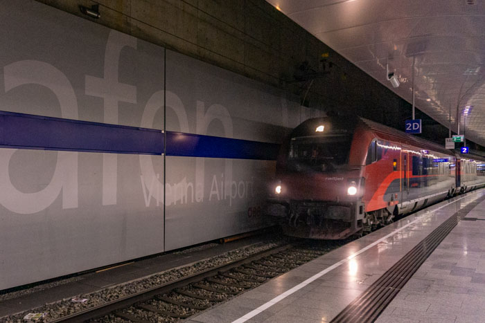 Train arriving at Vienna Airport