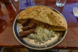 Traditional Bosnian lunch of cevapi