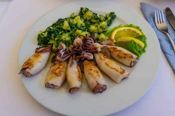 Grilled Squid with Chard & Potatoes