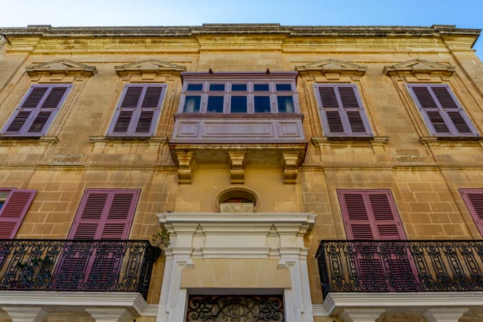 Traditional Pink Balconies in Mdina, Malta