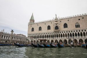Gondolas parked near Doge's Palace