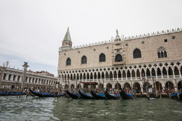 Gondolas parked near Doge's Palace