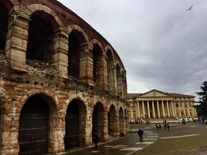 Outside the Roman Arena in Verona