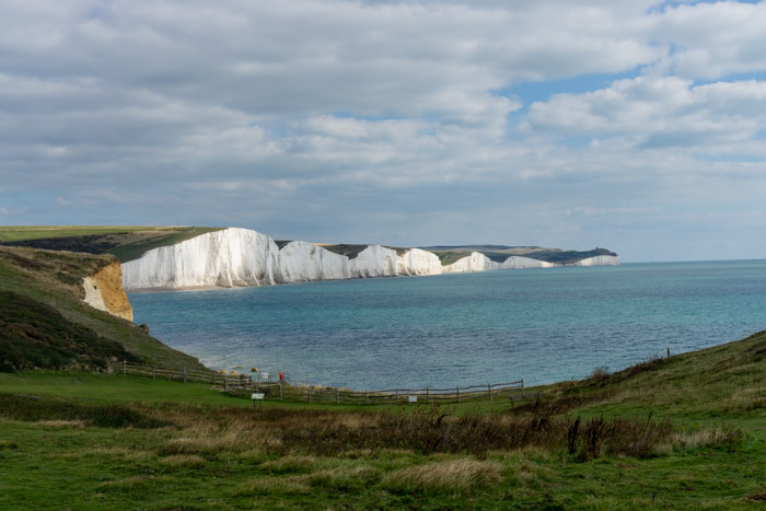 First view of the Seven Sisters Cliffs