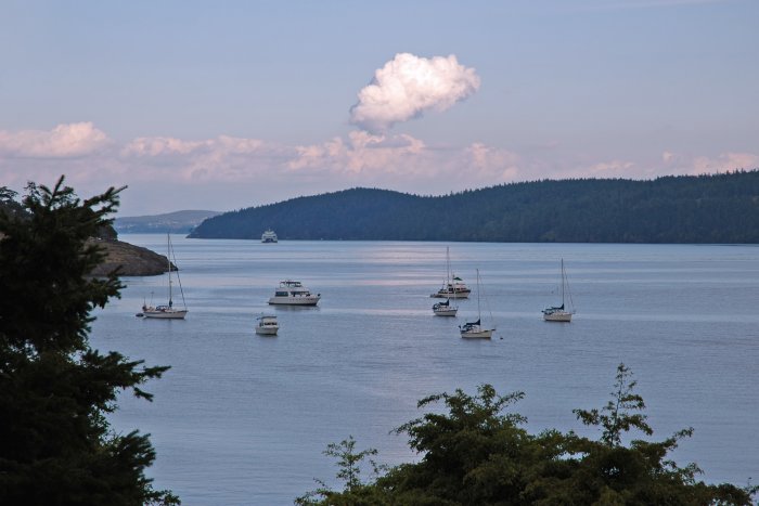 Drifting boats near Lopez Island