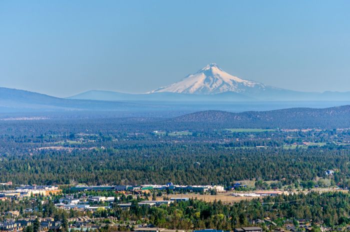 City of Bend with Mt Hood in the background