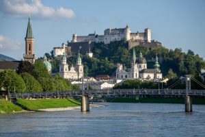Beautiful views of Salzburg from the River Salzach