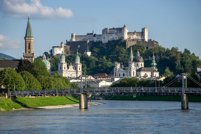 Beautiful views of Salzburg from the River Salzach
