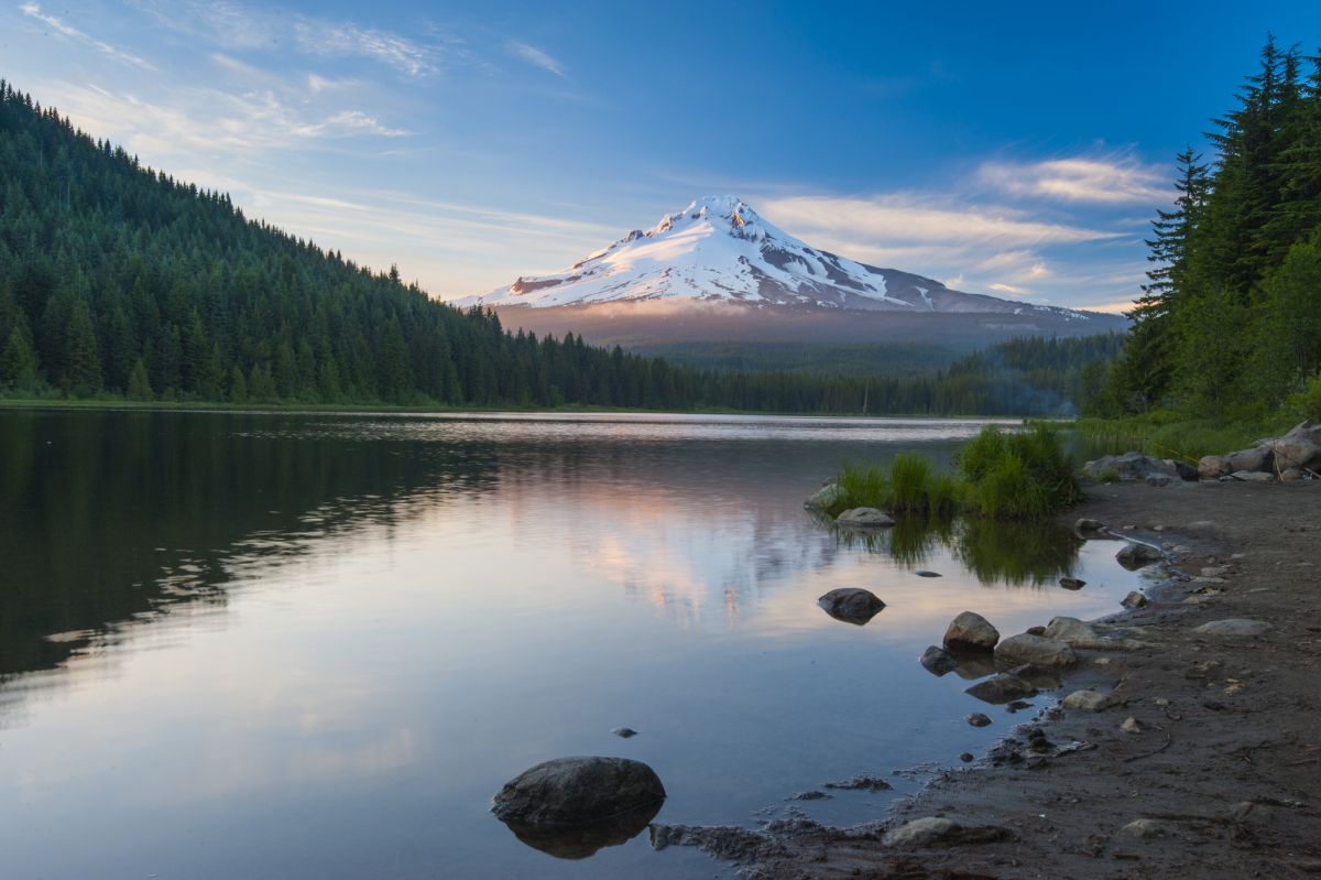 Trillium Lake is one of the highlights of the Portland to Bend Drive