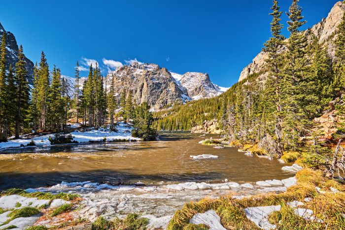 The Loch Lake in the Rocky Mountain National Park in Colorado