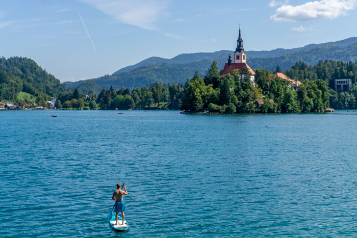 Paddleboarding on Lake Bled
