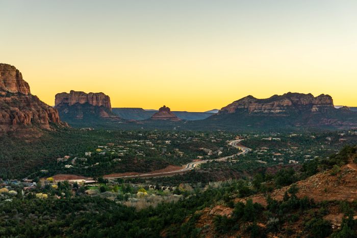 Early sunset in Sedona during the winter