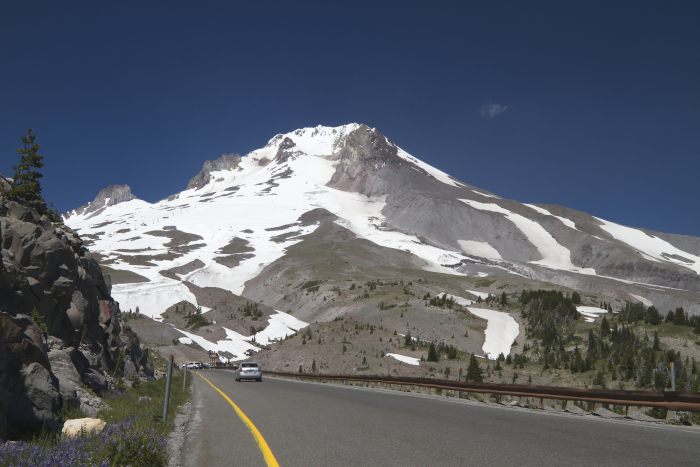 Driving towards Mount Hood