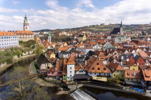 Beautiful Cesky Krumlov view from castle