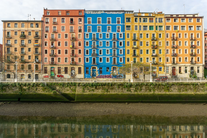 Colourful buildings in Bilbao