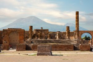 Pompeii with Vesuvius in the background