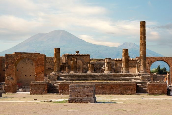 Pompeii with Vesuvius in the background