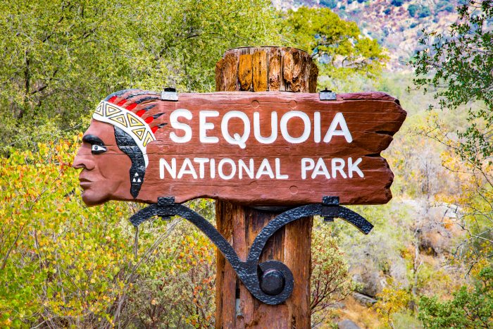 Sequoia National Park entrance sign