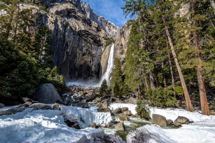 Lower Yosemite Falls at winter