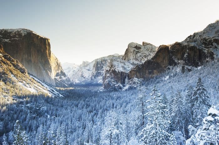 Yosemite covered in snow