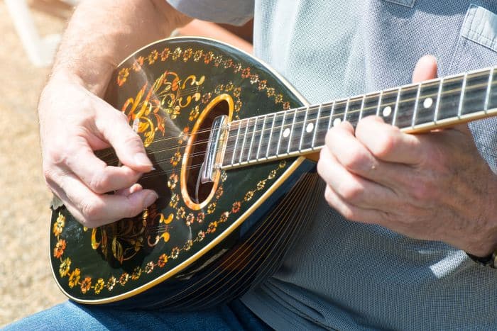 Outdoor performance with a bouzouki