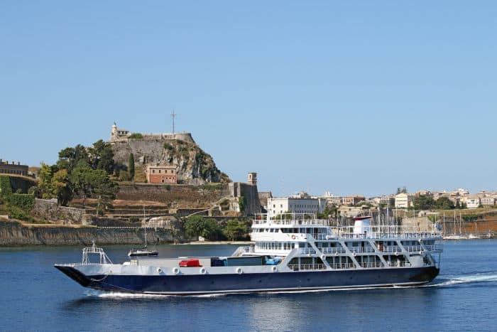 Ferry sailing near Corfu