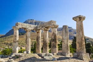 Ruins in Corinth on mainland Greece