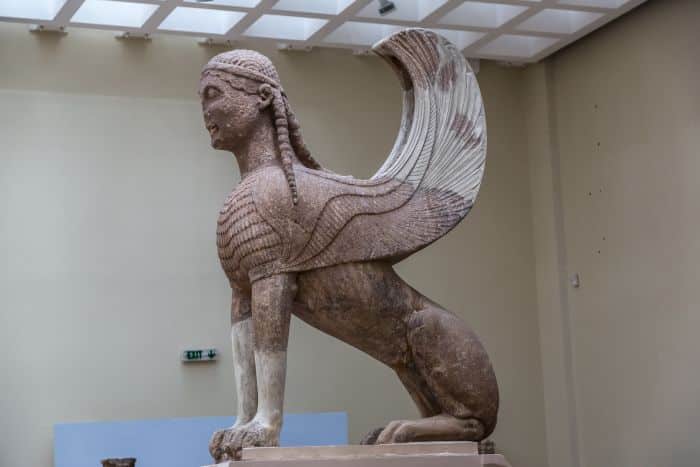Statue of Sphinx in Delphi Museum