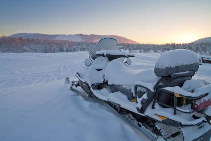 Snowmobile parked in Levi