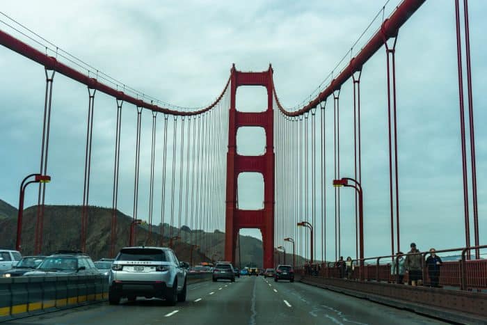 Driving across the Golden Gate Bridge