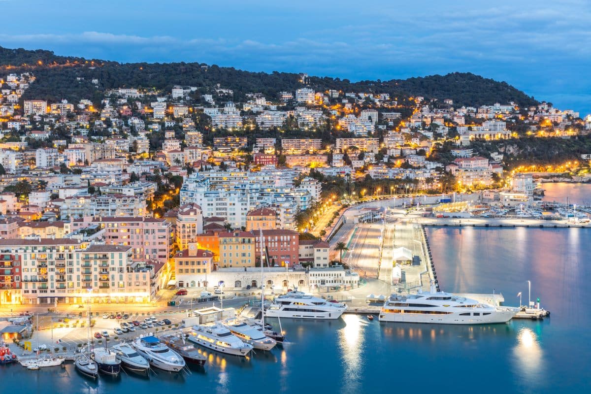 View of Nice at dusk