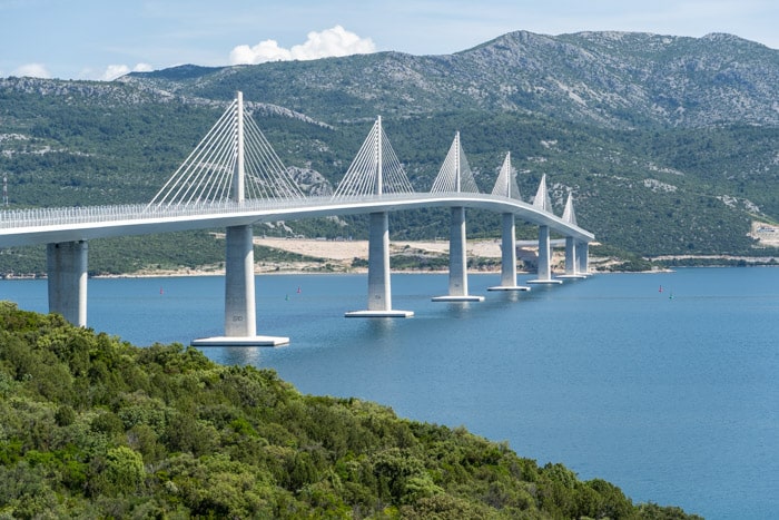 Peljeski Most connecting Peljesac Peninsula to the mainland