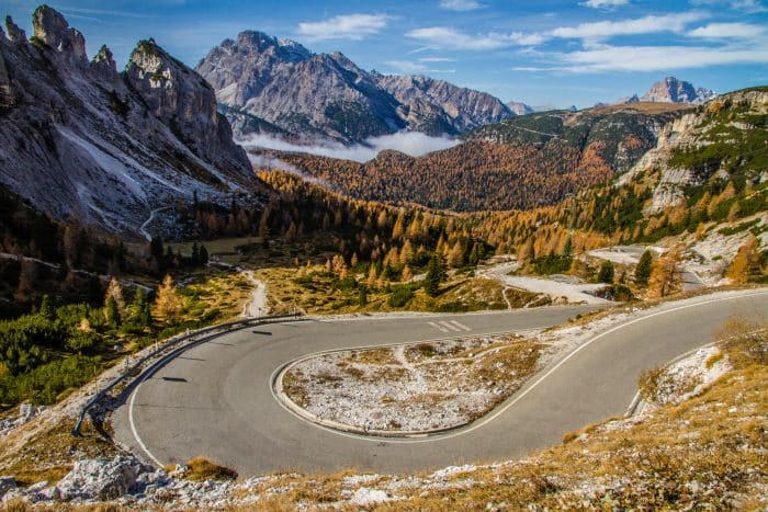 Winding road in the Dolomites